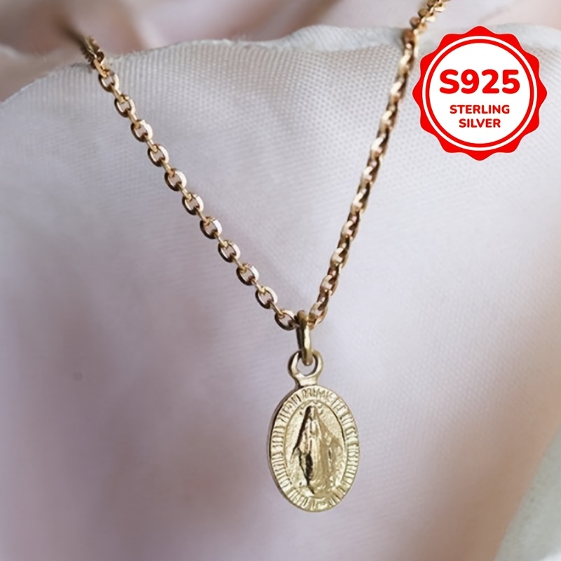 925 Silver Pendant Necklace Vintage Angel 18K Golden Plated Durable